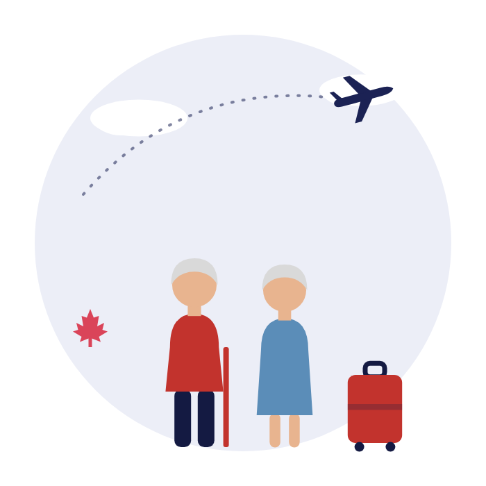 Grandparents arriving in Canada for a visit